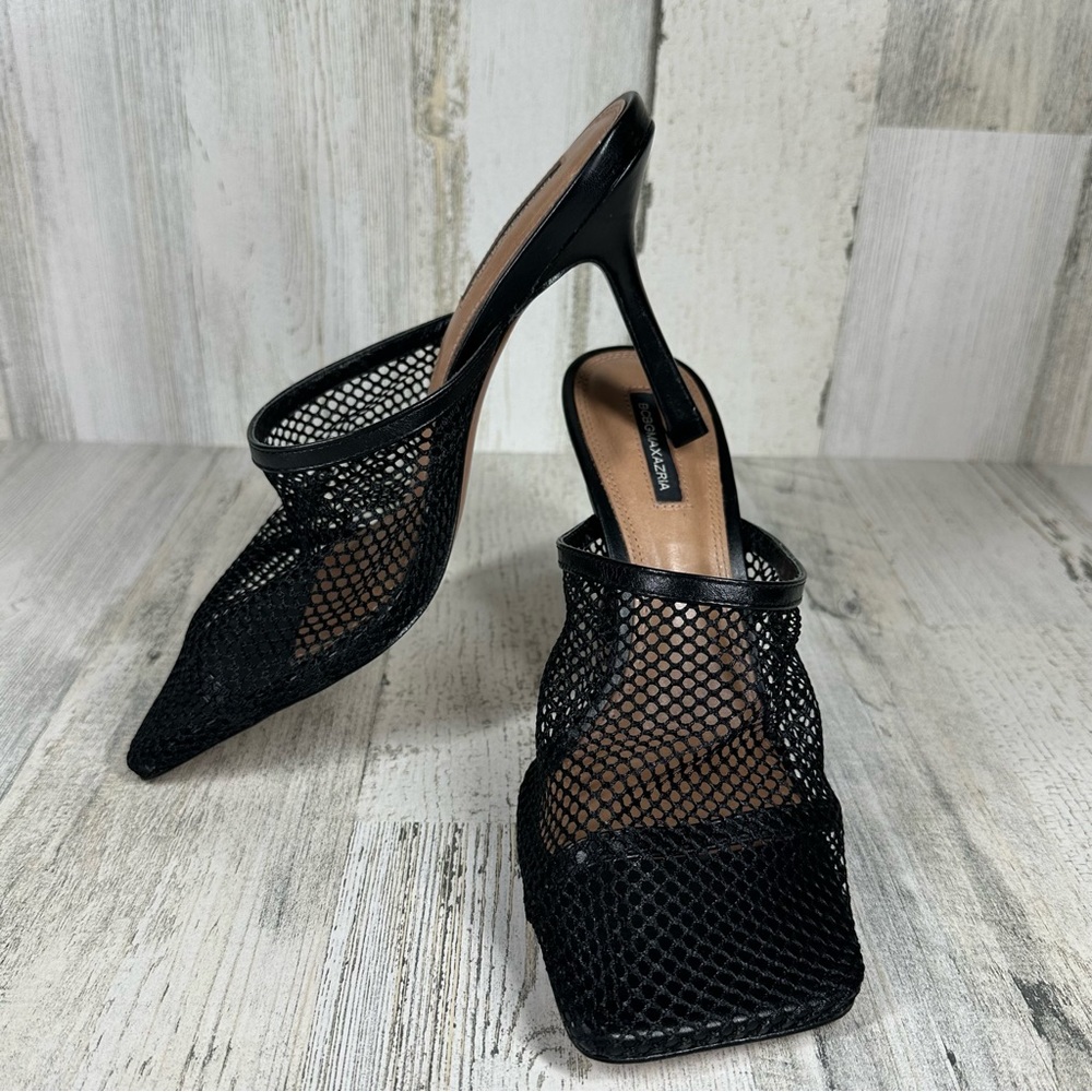BCBGMaxAzria Black Mesh Slip-On Heels - Picture 3 of 8